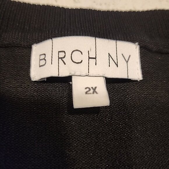 Birch NY Sweater 2x Black Metallic Silver Animal Print Pull Over - Picture 3 of 6